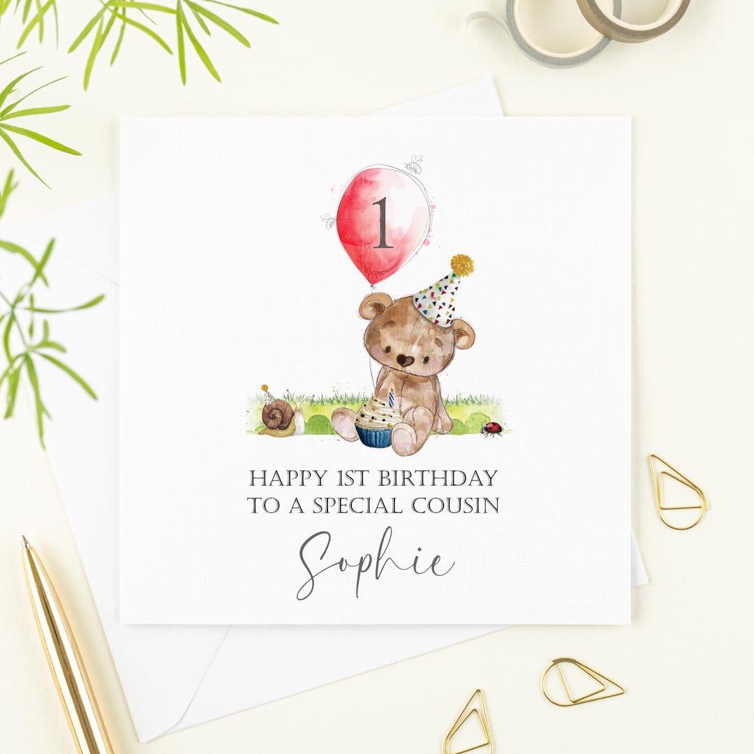 Cousin 1st Birthday Jungle Animal Card, Cousin Is One Card - View #4