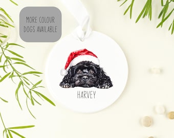 Personalised Cavapoo Ceramic Ornament, Black, Tan and white colours, Cavapoo tree decoration, Cavapoo bauble, perfect gift for the tree.