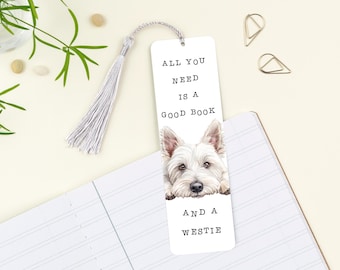 Westie Bookmark, Sturdy Aluminium Metal, West Highland Terrier Dog & Book Lover Gift.