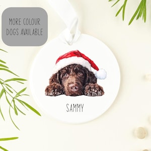 Personalized Labradoodle Christmas Ornament - Custom Name Ceramic Dog Xmas Tree Decoration