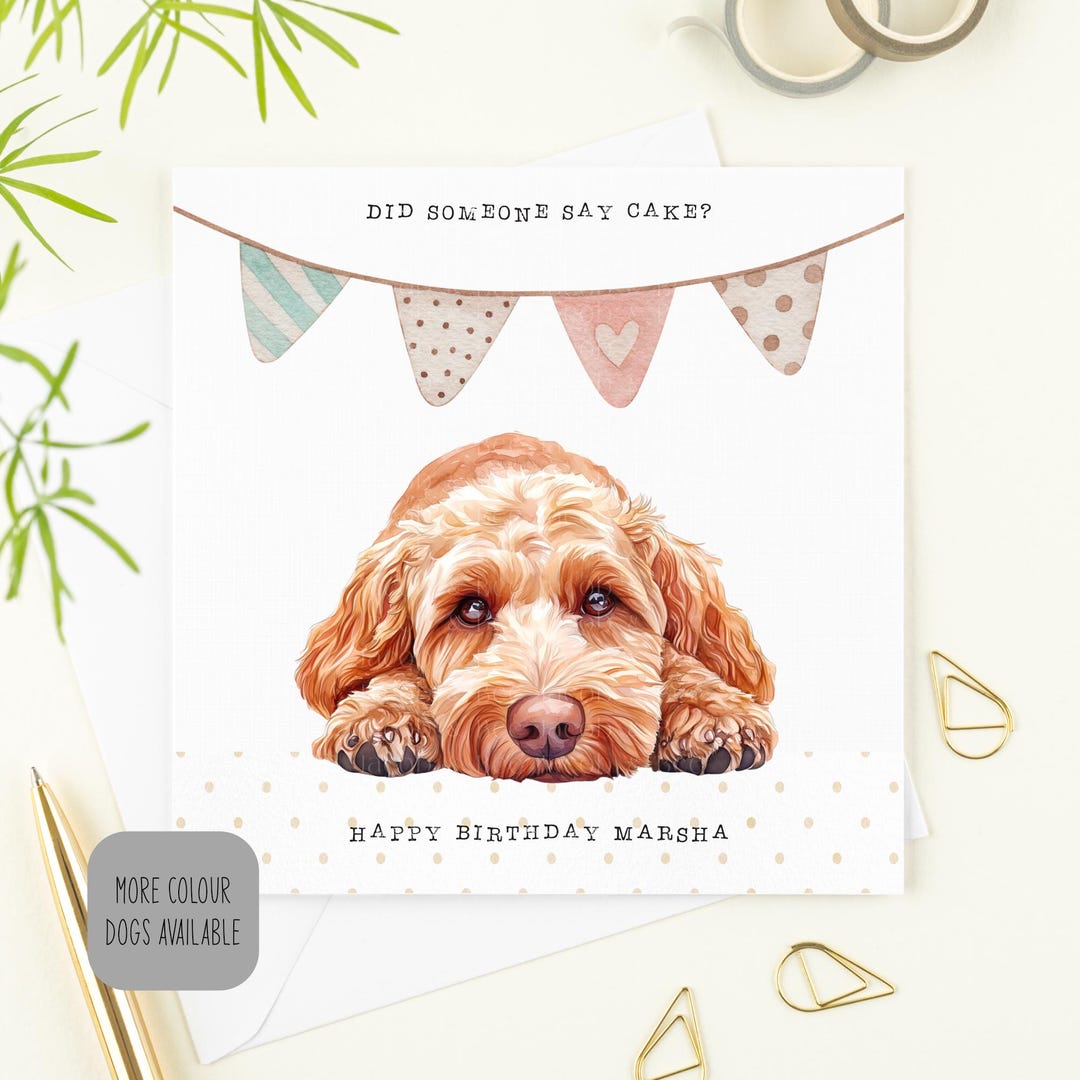 Cockapoo Photo Card Cockapoo Birthday Personalised Card. Cockapoo Birthday Card With Name ...