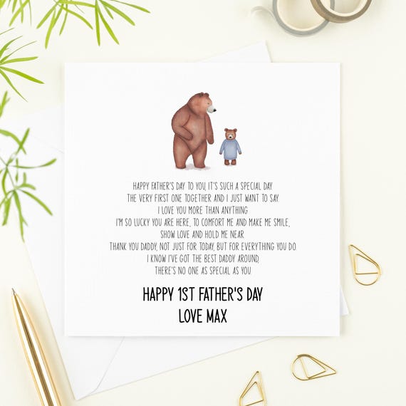 Personalised First Father's Day card, 1st Father's day card, Happy Father's day card from son or daughter, fathers day from baby card.