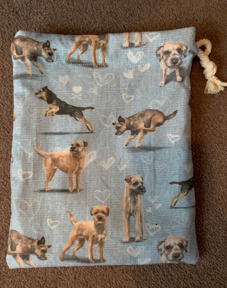 Sacs border terrier à cordes à dessin faits à la main ...
