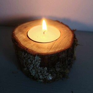Enchanting Woodland Wedding Decor: Rustic Bark Candle Holder, Handcrafted Wood Tea Light Stand, Perfect Unique Centerpiece