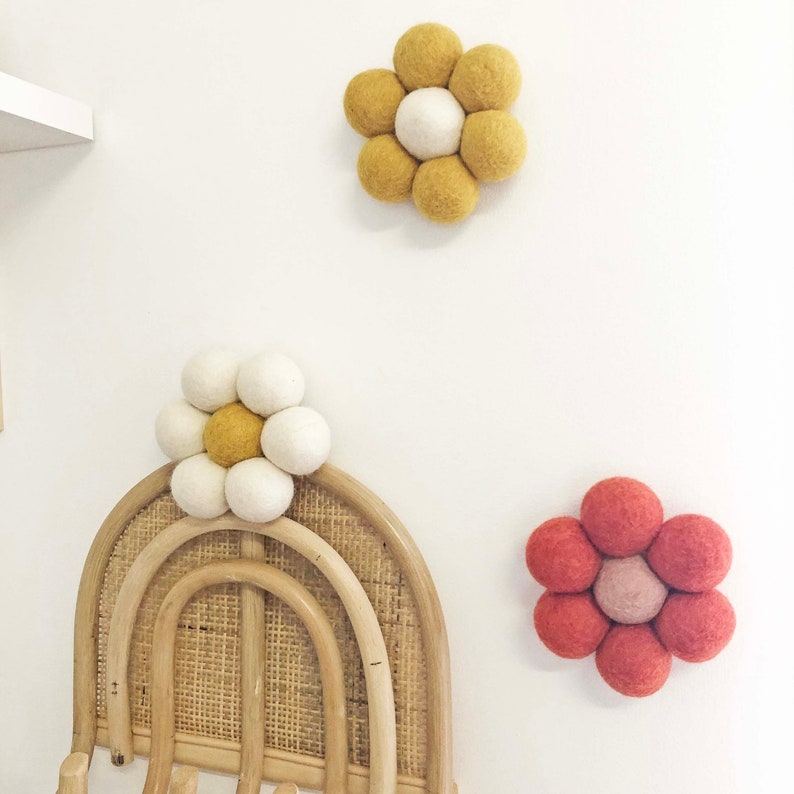 Xlarge Boho Felt Ball Wall Flowers Custom Colour Room Decor Etsy