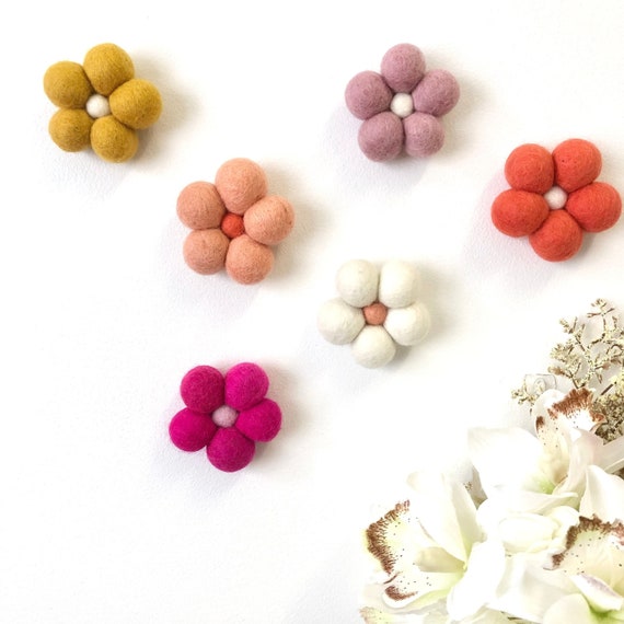 Custom Colour Wall Flowers Felt Ball Flowers Wall Etsy