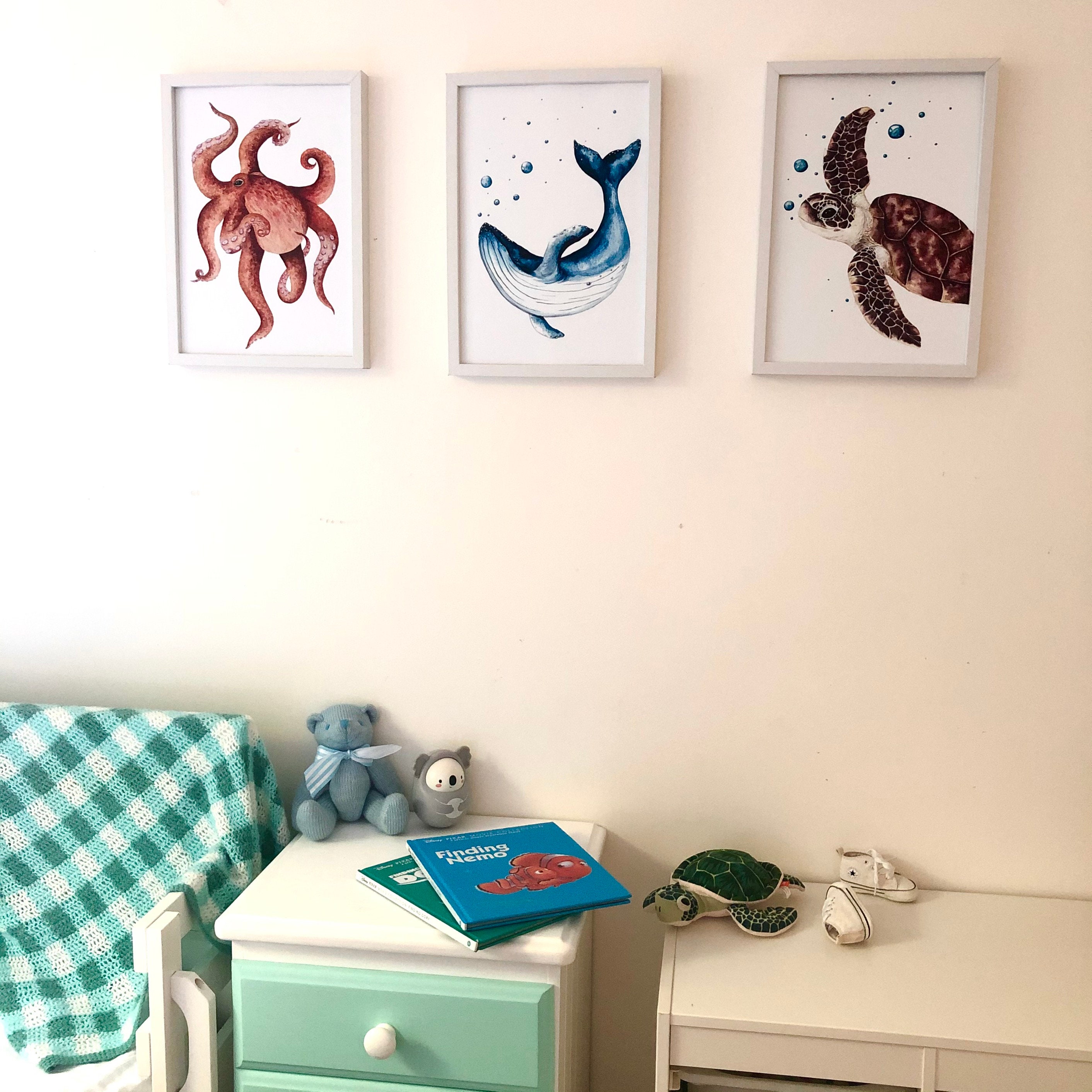 Turtle nursery art neutral nursery decor nautical nursery