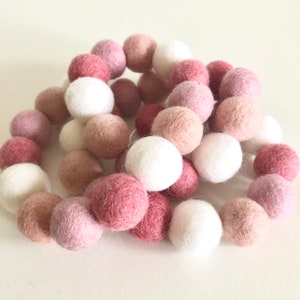 PPXMEEUDC 3pcs Felt Ball Garland Pink Pom Pom Garland 9.8 Feet 36 Balls 4 Pastel Colors Pink Pom Pom Decorations Nursery Decor Bunting