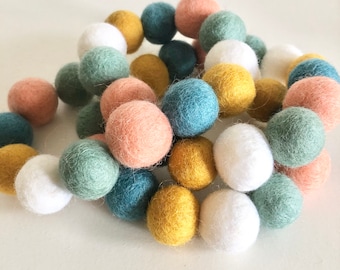 Scandi Felt Ball Garland: Earthy Nursery Decor