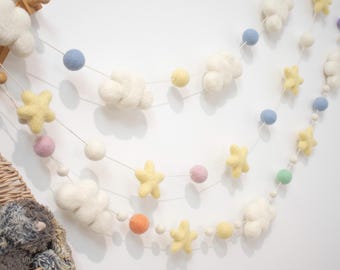 Custom Colour star or cloud Garland: Nursery Decor, Wall Hanging