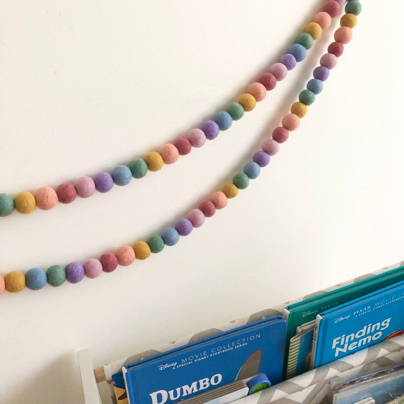 Earthy Pastel Rainbow Felt Ball Garland: Nursery Decor - Etsy Australia