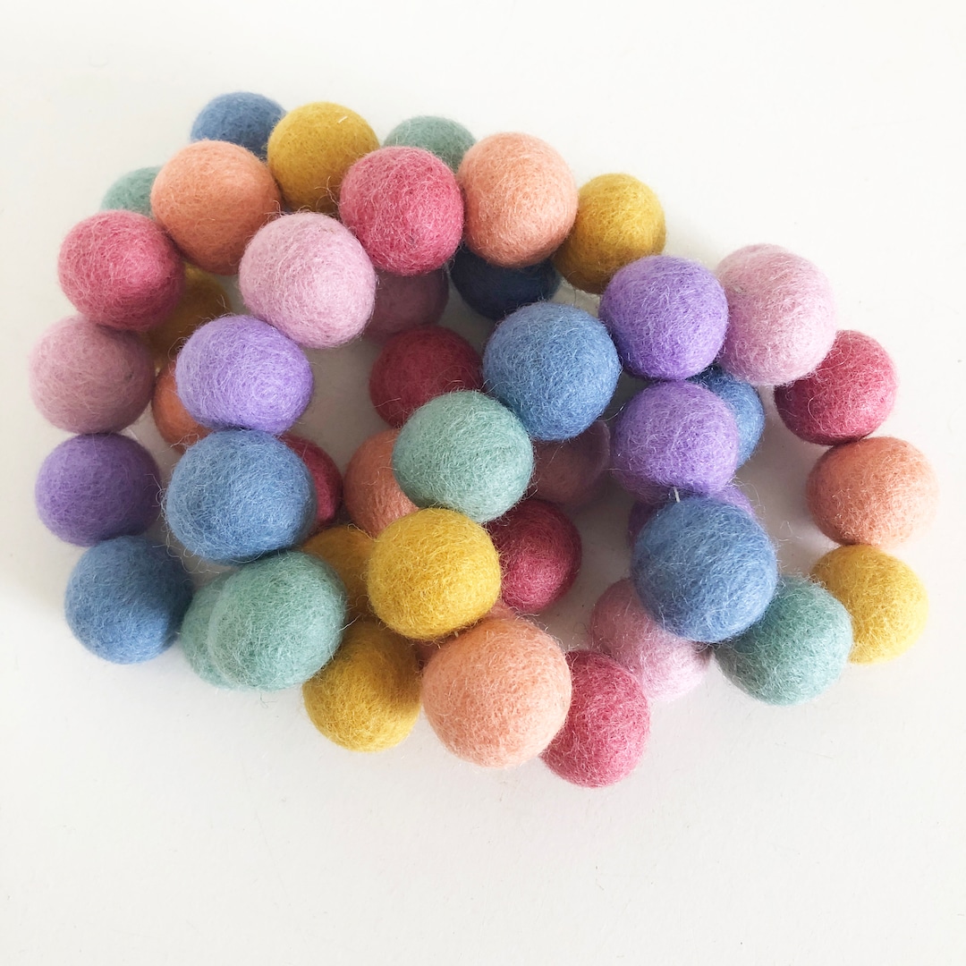 Earthy Pastel Rainbow Felt Ball Garland: Nursery Decor - Etsy