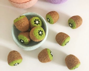 Felt Kiwi fruit and bowl set, sensory play, kids play food, felt fruit.