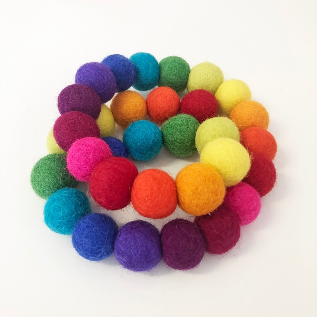 Rainbow Felt Ball Garland Bunting Kids Room Garland Nursery Decor ...