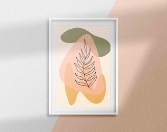 Abstract Boho Mid Century Wall Line Art Bohemian Terracotta Wall Decor Print