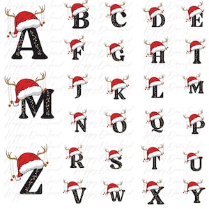 Pacote de clipart de alfabeto de Natal, letra de Natal, fonte de letra do alfabeto de Natal SVG PNG, download digital de gráficos de Natal para impressão