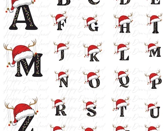 Christmas Alphabet Clipart Bundle, Christmas Letter, Christmas Alphabet Letter Font SVG PNG, Christmas Graphics Digital Download Printable