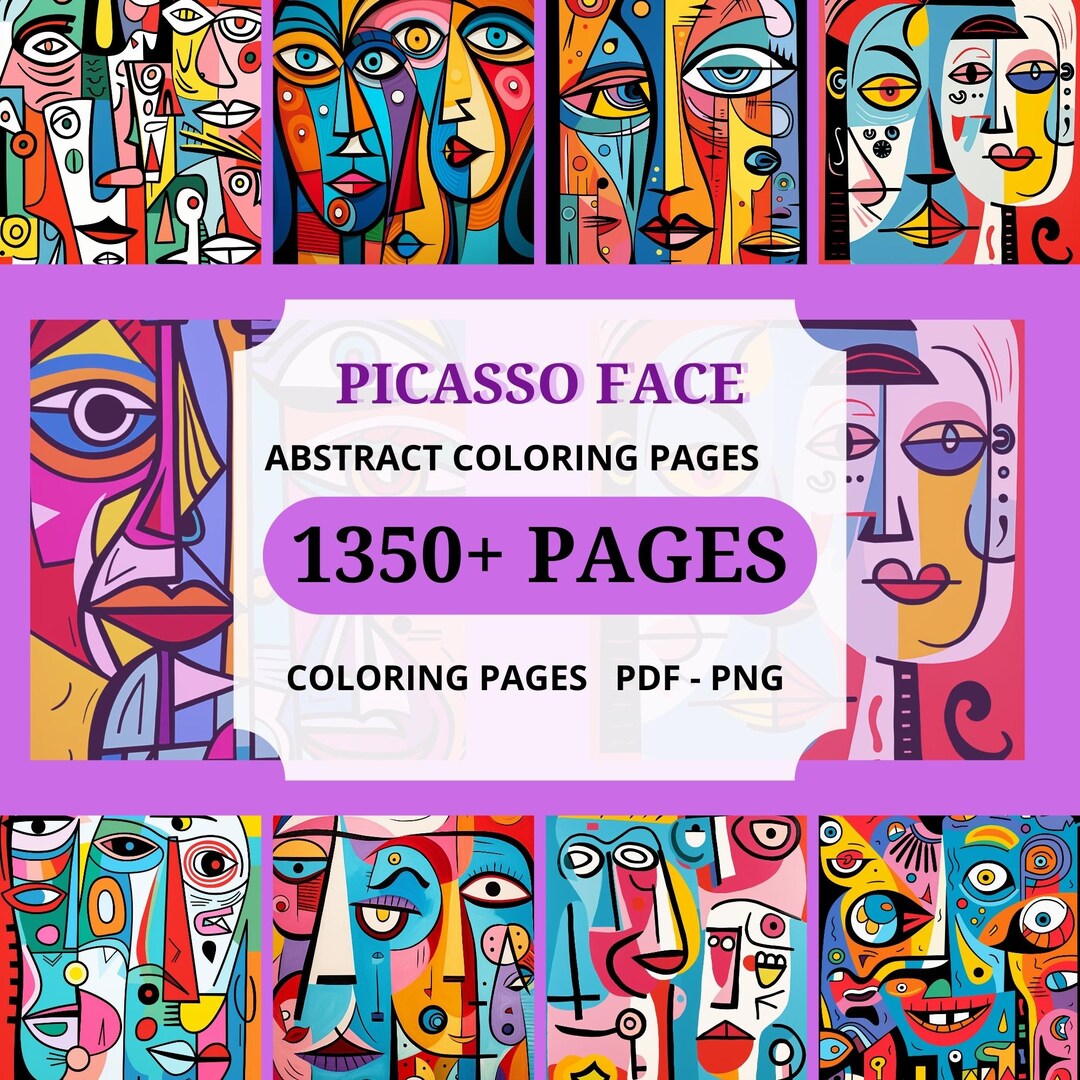 Picasso Faces Coloring Pages: 1350+ Abstract Art Designs (digital ...