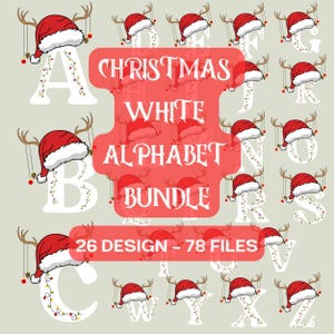 Pacote de clipart branco do alfabeto de Natal, letra de Natal, letra do alfabeto de Natal PNG, download digital de gráficos de Natal para impressão