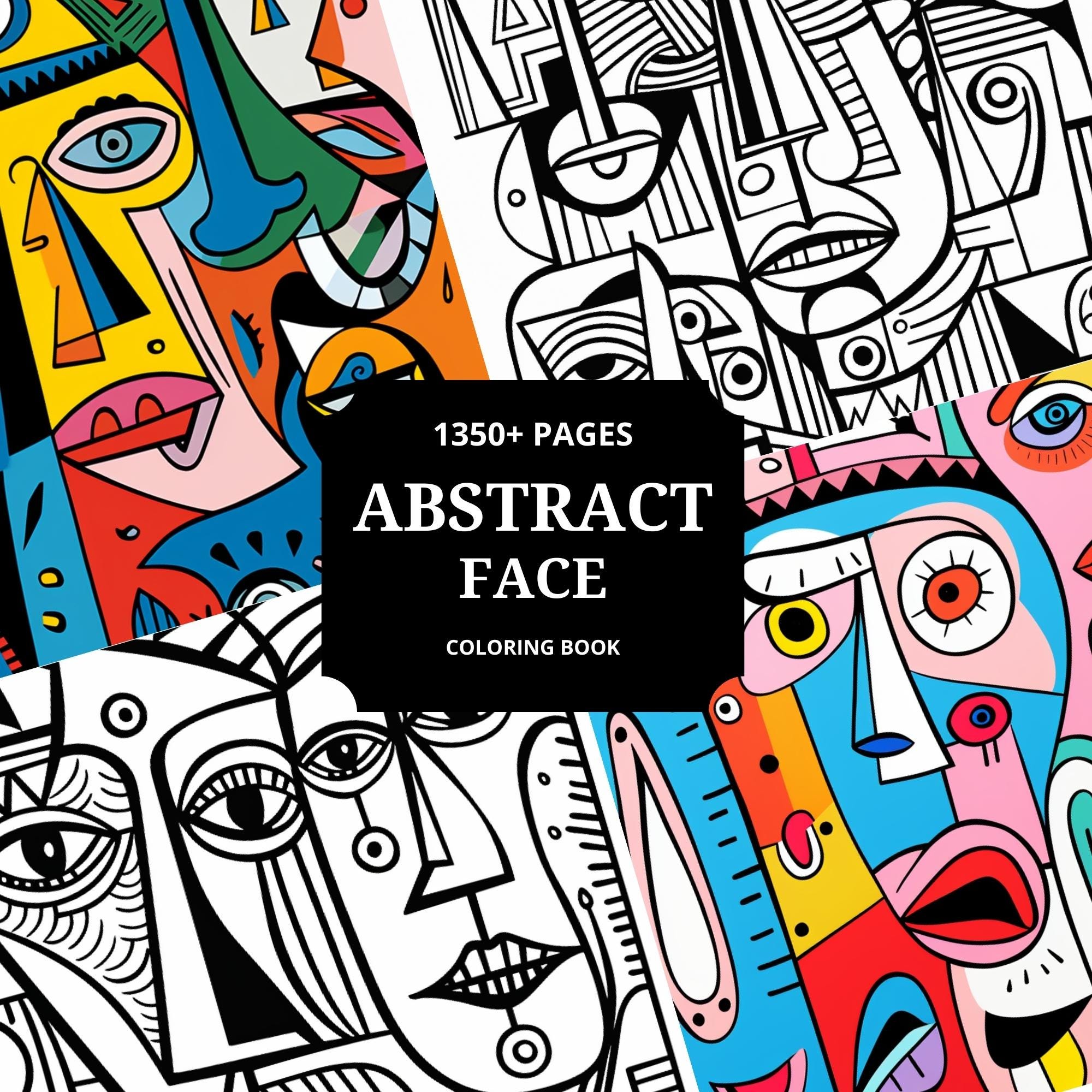 1350+ Abstract Picasso Faces Coloring Pages: Stress Relief (digital ...