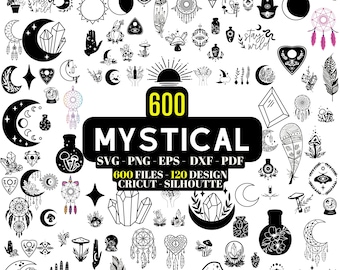 Mystical SVG Bundle: Celestial, Witchy Designs (Digital Download)