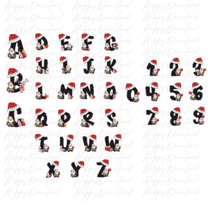 Paquete de imágenes prediseñadas del alfabeto navideño: gráficos de letras navideñas PNG, descarga digital para manualidades y material imprimible para las fiestas