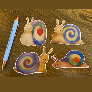 Autocollants imperméables à l’eau découpés - Rainbow Snails
