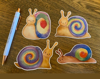 Waterproof Die-cut Stickers - Rainbow Snails