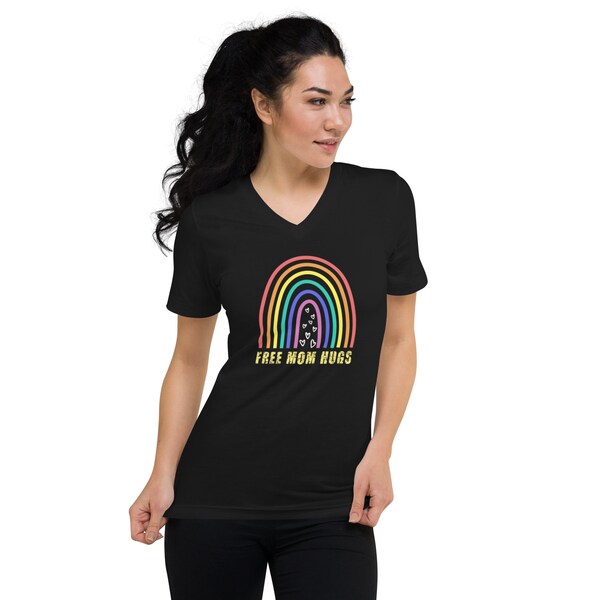 PRIDE Mom Ally Unisex Short Sleeve V-Neck T-Shirt / Proud Mom