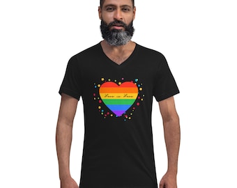 PRIDE Unisex Short Sleeve V-Neck T-Shirt / Love is Love T-Shirt