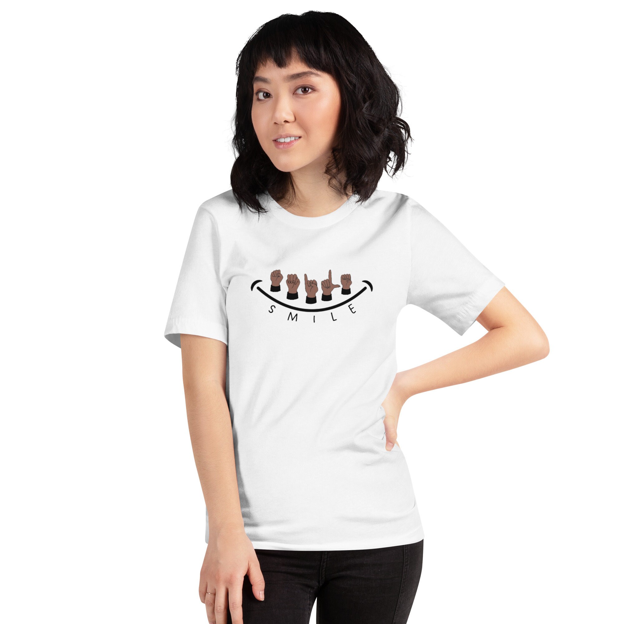 【oan】Smile Lettering Short Sleeve T-shirt Smile Baby Long Sleeve Tee — Randomly Well Made