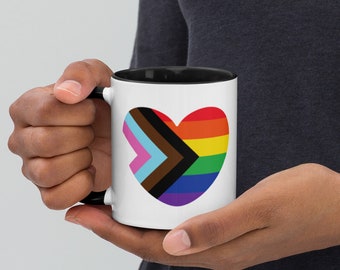 Pride Mug / Progress Pride Flag / Pride Heart Mug