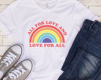 White short-sleeve unisex PRIDE t-shirt - Love for All