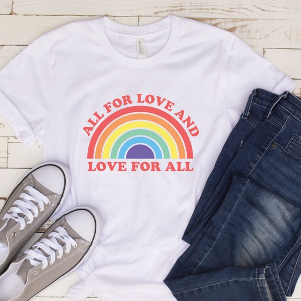 White short-sleeve unisex PRIDE t-shirt - Love for All