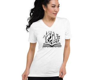 Buchliebhaber Kurzarm T-Shirt mit V-Ausschnitt
