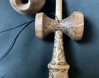Woodburned Kendama Sol X Sulab X Neo Glaze Tama (pre-played
