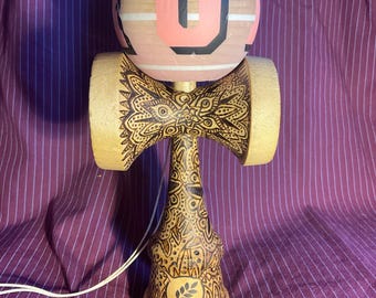 Woodburned Kendama Sol X Sulab X Neo Glaze Tama (pre-played