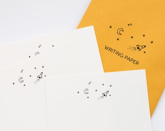 Space Adventure | Cute Letter Writing Set | 8 Sheets Letter Paper | Astronomy Stationery Set