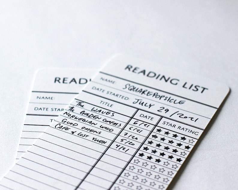 Reading List Bookmark Library Card Bookmark Vintage Library Bookmark Book Tracker image 6