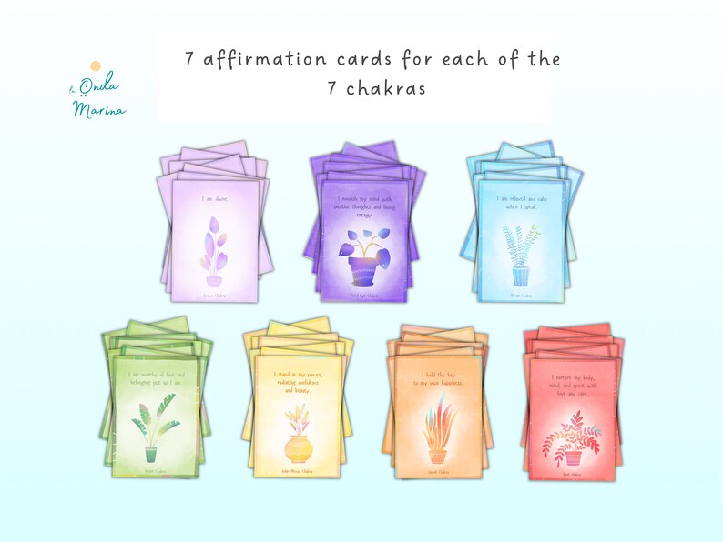 Chakra Affirmation Cards: Printable Yoga Meditation Gift (digital ...