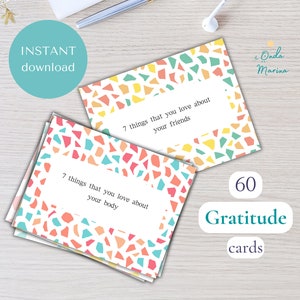 Cartes de gratitude - 60 cartes imprimables avec invites pour la journalisation