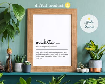Mudita - Printable Definition Wall Art in Vertical and Horizontal