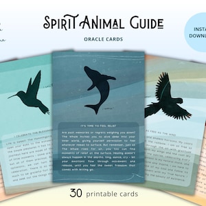 Guia de Animais Espirituais - Baralho de Oráculo para Imprimir, Sabedoria Animal, Download Instantâneo, Presente de Última Hora