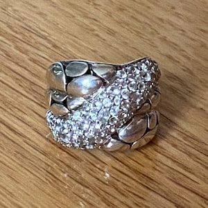 John Hardy Kali Arus .925 White Semi-Precious Pavé Set Stone Ring - SIZE 7