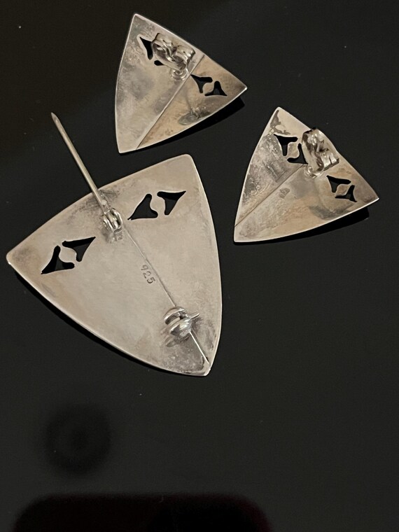 Sterling Silver artistic, angular two tone stud e… - image 5