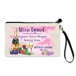 Wine Squad Custom Girls Trip Cosmetic Bag