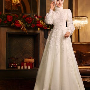 Modest Muslim Women's Embellished Cape Evening Dress - G714 Emerald Green