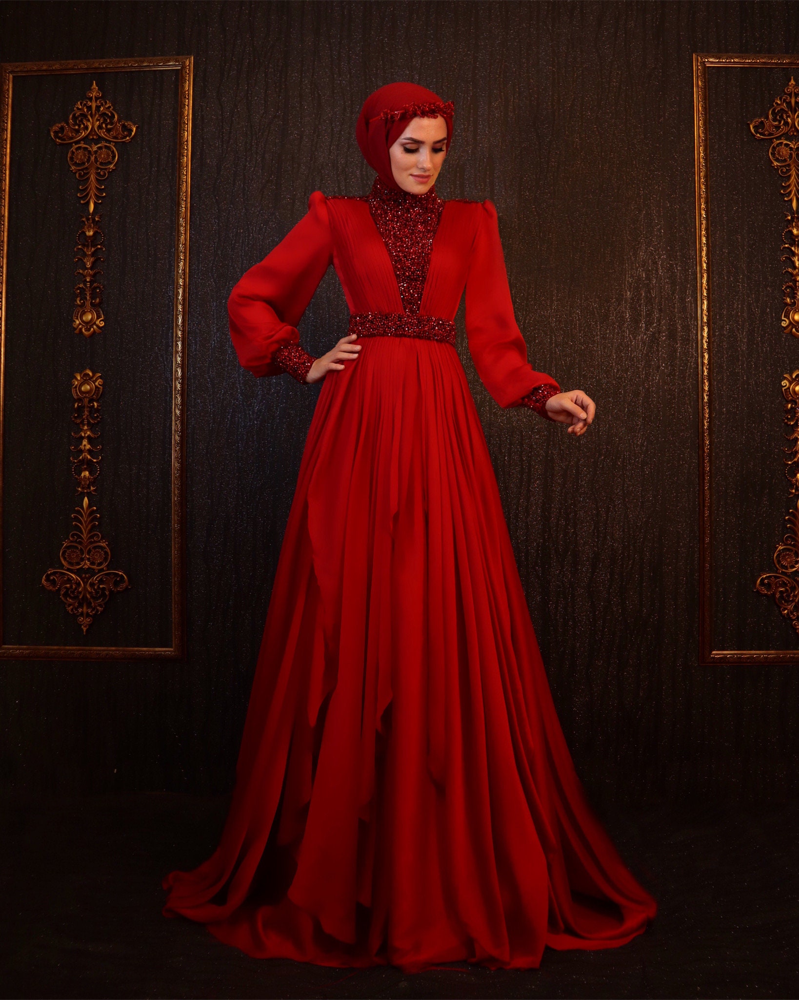 Sparkling Evening Dress Hijab Evening Dress Models Rainbow Color