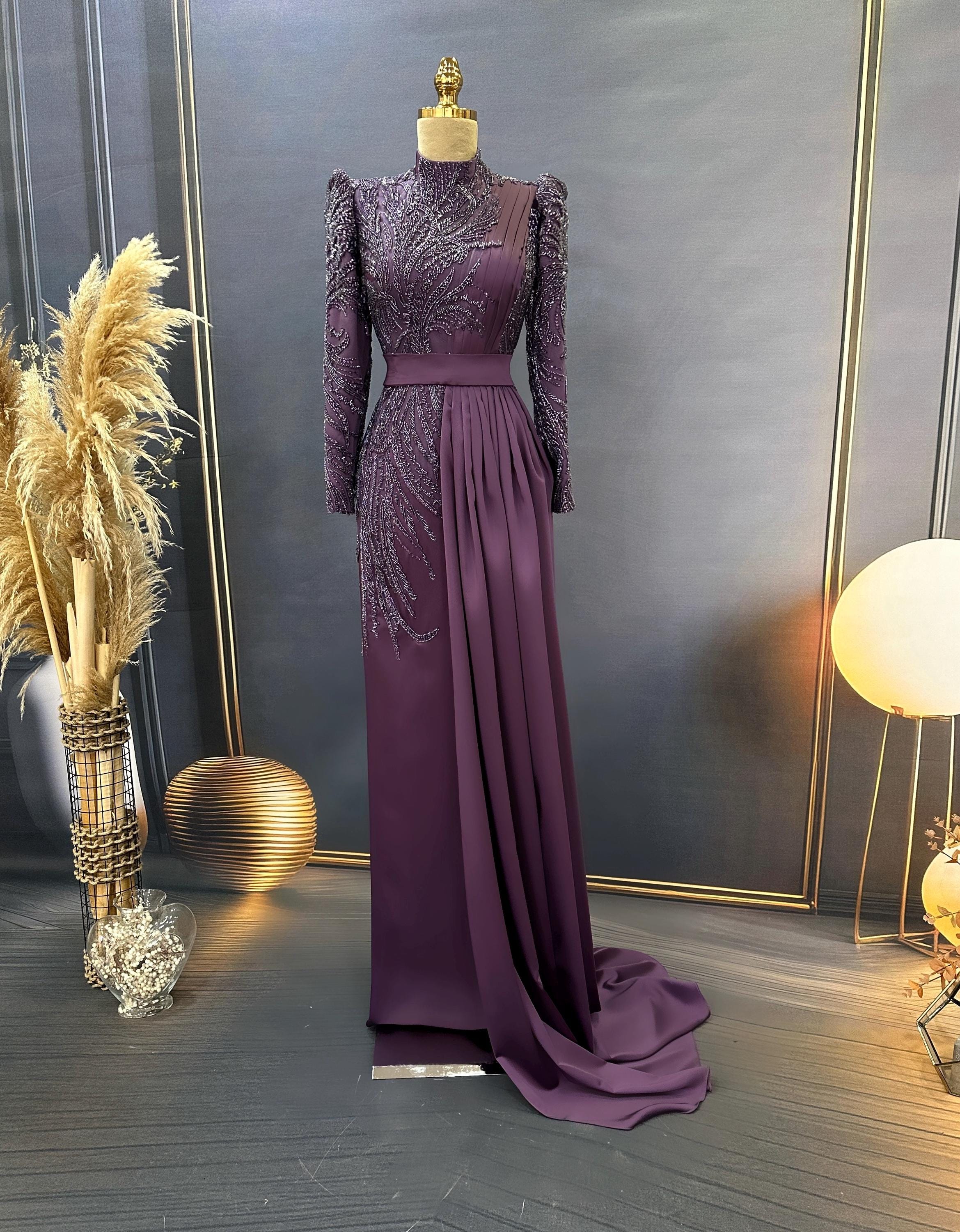 green emerald velvet dress Cream Long Sleeves Arabic Evening Dresses SS696  DreamyVow