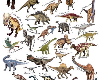 Dinosaur Illustration Art Print: Kids Wall Decor, A3 Size
